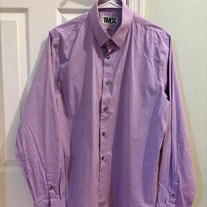 Express 1MX Button Up Shirt Men's Size Large Purple Modern Fit Long Sleeve EUC